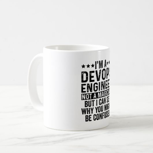 Mug Je suis un ingénieur de Devops pas un magicien drô (Devant gauche)