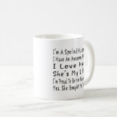 Mug Je suis un mari gâté, j'ai une femme géniale (Devant droit)