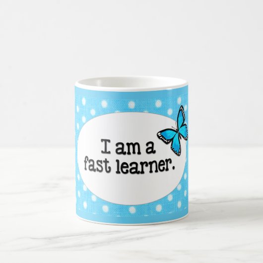 Mug JE SUIS un papillon RAPIDE de pois de turquoise (Centre)