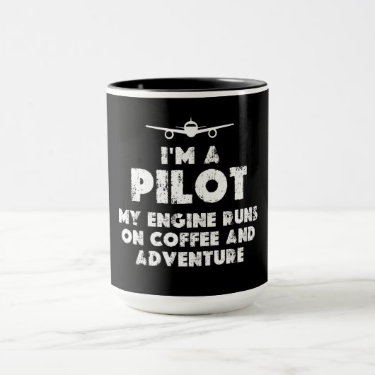 Mug Je suis un pilote amusant | café et aventure (Centre)