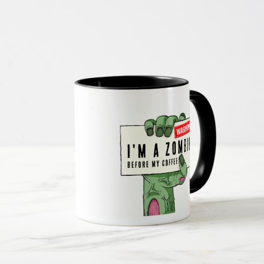 Mug Je suis un Zombie avant mon Halloween café (Devant droit)
