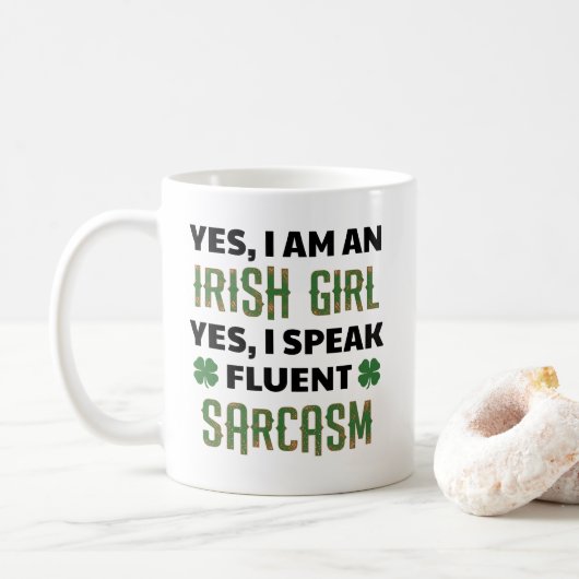 Mug Je suis une fille irlandaise que je parle le (Avec donut)