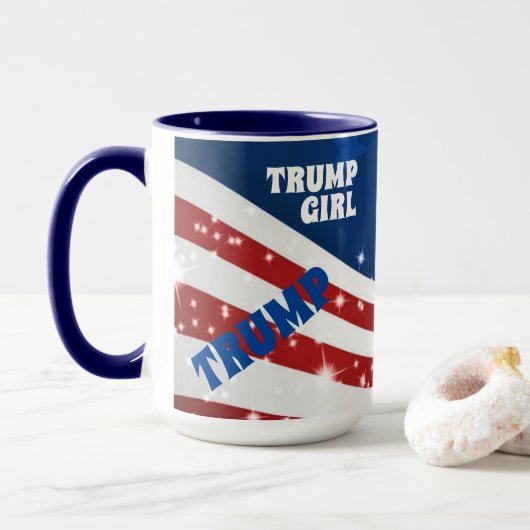 Mug Je suis une fille Trump Drapeau américain (Avec donut)