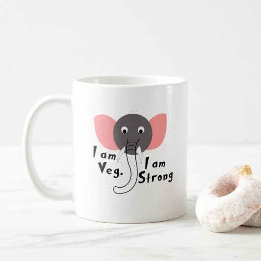 Mug Je suis Veg Je suis Strong Baby Elephant Pour Enfa (Avec donut)
