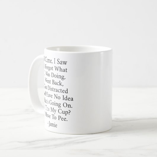 Mug Je Suis Venu J'Ai Vu J'Ai Oublié Funny 70e anniver (Devant gauche)