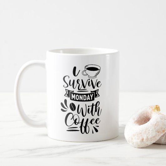 Mug Je Survis Lundi Avec Du Café (Avec donut)