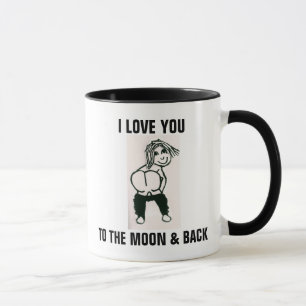 MUG JE T'AIME À LA LUNE ET AU BOUG DE CAFÉ À BOUTON