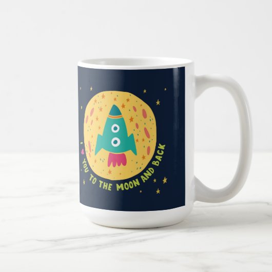 Mug Je t'aime à la lune et au Rocketship arrière (Droite)