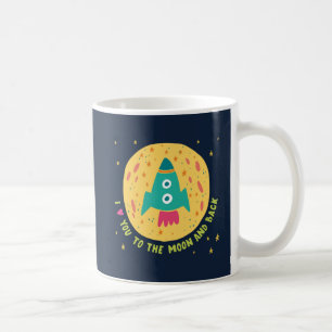 Mug Je t'aime à la lune et au Rocketship arrière