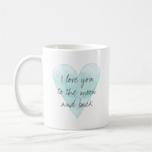 Mug Je t'aime à la lune et le coeur de la couleur de l