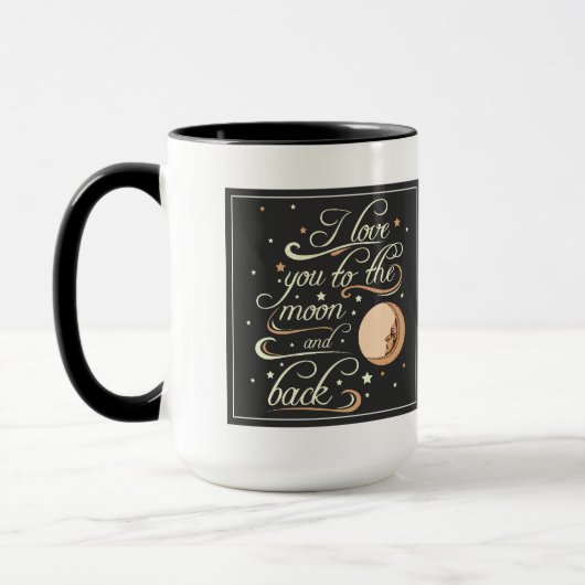 Mug Je t'aime au noir de lune et de dos (Gauche)