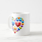 Mug Je t'aime avec des cœurs colorés (Devant gauche)
