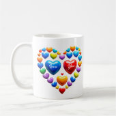 Mug Je t'aime avec des cœurs colorés (Gauche)
