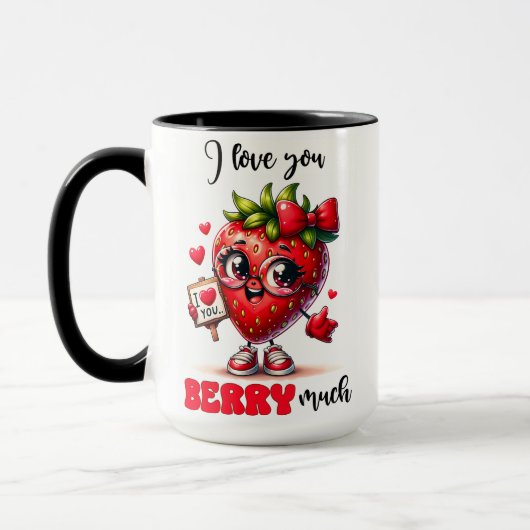 Mug Je t'aime baie beaucoup drôle fraise mignon cadeau (Gauche)