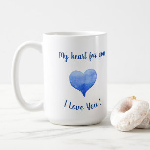 Mug Je t'aime Coeur Bleu mignon Saint Valentin