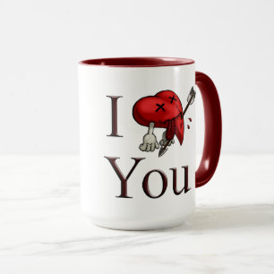 Mug Je t'aime cœur mortellement blessé avec une flèche