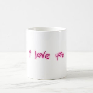 Mug Je t'aime, Coeurs roses Typographie Valentine Love