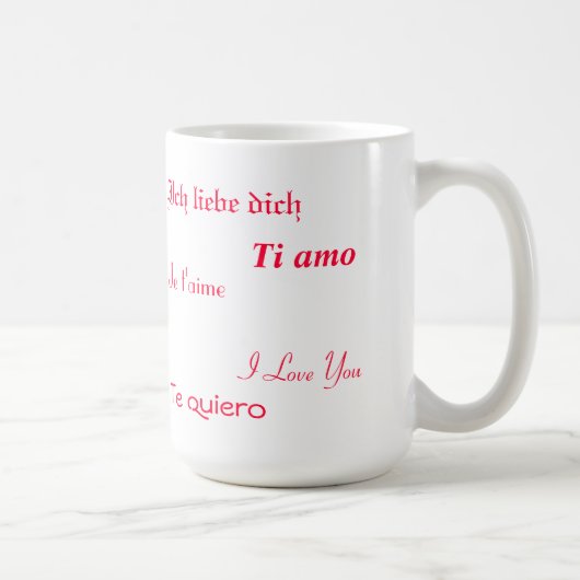 Mug Je t'aime dans cinq langues (Droite)