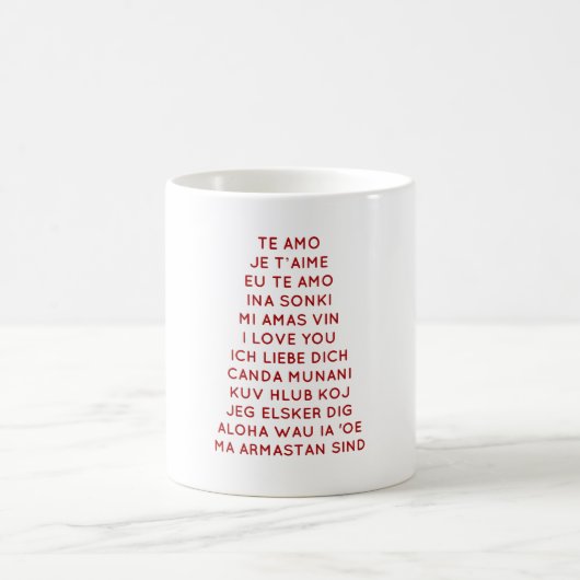 Mug Je t'aime dans différentes langues dans la copie (Centre)