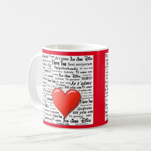 Mug Je t'aime dans plusieurs langues (Devant gauche)