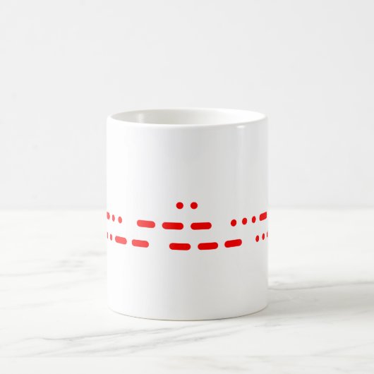 Mug "Je t'aime" dans Red Morse Code (Centre)