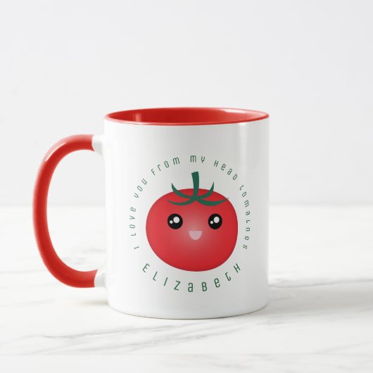 Mug Je T'Aime De Ma Tête Tomates Drôle Pun De Nourritu (Gauche)