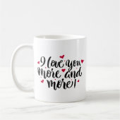 Mug Je t'aime de plus en plus la main Lettré (Gauche)