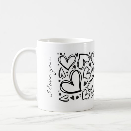 Mug Je t'aime design coeur (Gauche)