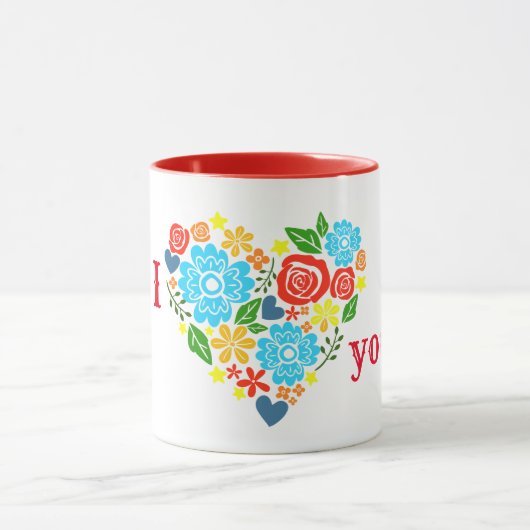 MUG JE T'AIME FLORAL HEART DESIGN VALENTINE'S (Centre)