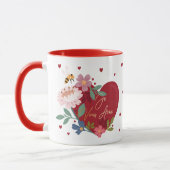 Mug Je t'aime Floral Valentines Red Heart Monogramme (Gauche)
