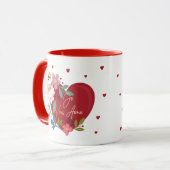 Mug Je t'aime Floral Valentines Red Heart Monogramme (Devant gauche)