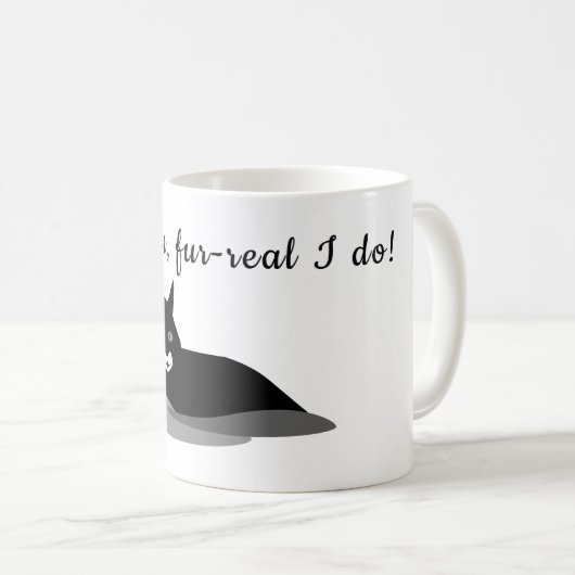 Mug Je t'aime fourrure réelle | black kitty (Devant droit)