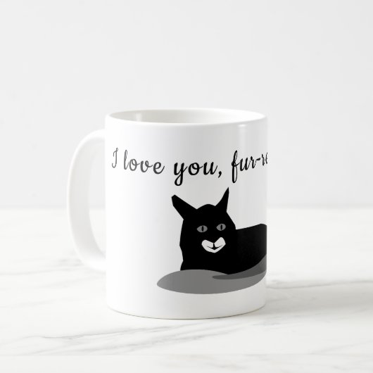 Mug Je t'aime fourrure réelle | black kitty (Devant gauche)
