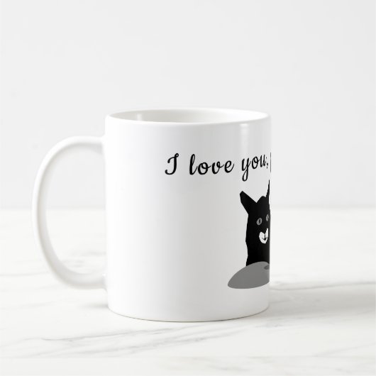 Mug Je t'aime fourrure réelle | black kitty (Gauche)