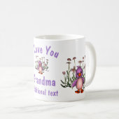 Mug Je T'Aime Grand-Mère Mignonne Fleurs d'Oiseaux Per (Devant droit)