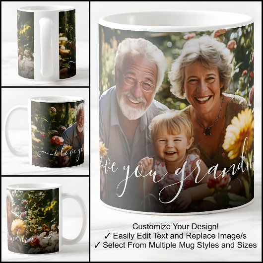 Mug Je t'aime Grand-mère Modèle de texte pour belle ph