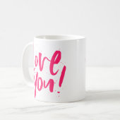 Mug Je t'aime gras moderne Saint-Valentin rose (Devant gauche)