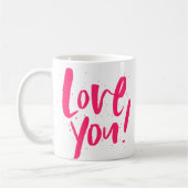 Mug Je t'aime gras moderne Saint-Valentin rose (Gauche)
