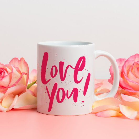 Mug Je t'aime gras moderne Saint-Valentin rose