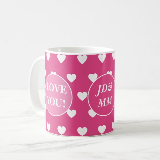 Mug "Je t'aime !" Initiales Saint-Valentin (Devant gauche)