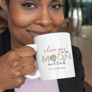 Mug Je t'aime jusqu'à la lune et retour Personnalisé