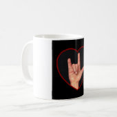 MUG JE T'AIME LANGUE DES SIGNES SUR LE NOIR (Devant gauche)