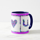 Mug Je T'Aime Le Coeur Du Pink Bleu (Devant droit)