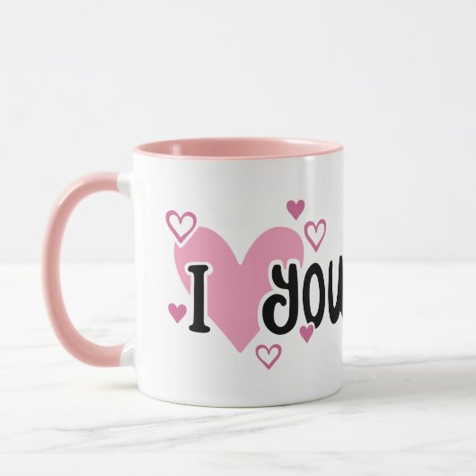 Mug Je T'Aime Les Coeurs Roses (Gauche)