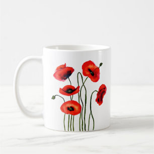 Mug Je t'aime Maman Coquelicots rouges à l'aquarelle