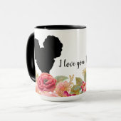 Mug Je T'Aime Maman ! | Fille Afro Puffs | Fête des mè (Devant gauche)