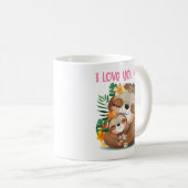 Mug Je t'aime Maman mignonne Maman et Baby Sloth (Devant droit)