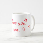 Mug Je t'aime maman texte rouge avec les coeurs rouges (Devant droit)