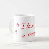 Mug Je t'aime maman texte rouge avec les coeurs rouges (Devant gauche)