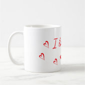 Mug Je t'aime maman texte rouge avec les coeurs rouges (Gauche)